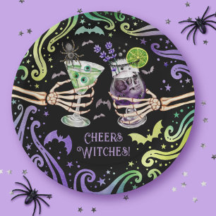 Cheers Witches Halloween Cocktail Glasses Paper Plates