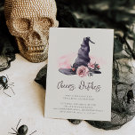 Cheers, Witches | Halloween Girls Night Party Invitation<br><div class="desc">Host a spooktacular girls night in or ladies night out with your favorite witches. This spooky chic Halloween party invitation features a watercolor witch hat illustration decorated with pink and purple flowers. "Cheers,  Witches" or your choice of text appears beneath. Personalize this unique Halloween invitation with your party details.</div>