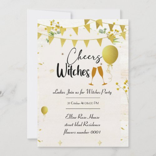 Cheers Witches Halloween Ladies Party invitation