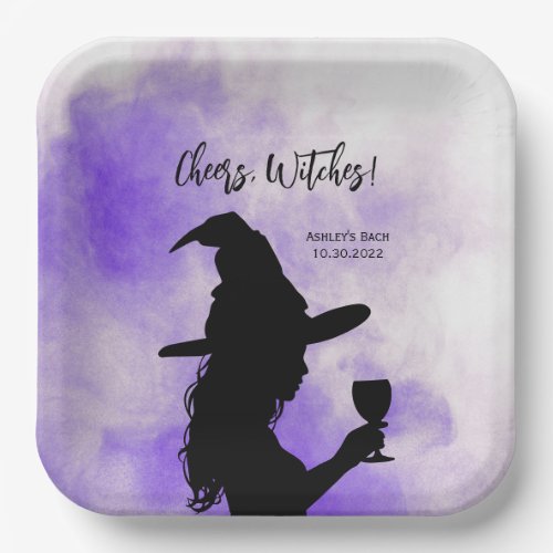 Cheers Witches Halloween Witch Holding Wine Glass Paper Plates