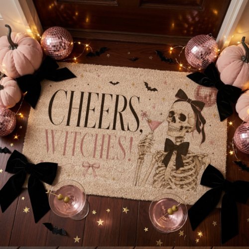 Cheers Witches Skeleton Halloween Fiber Doormat