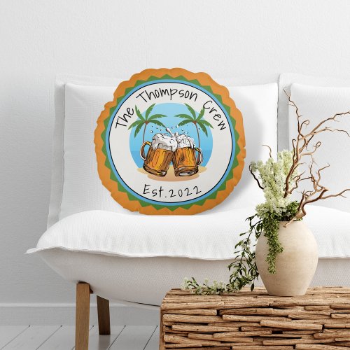 Cheers with Beers Tropical Round logo Round Pillow