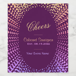 Cheers with Rainbow Confetti Wine Label