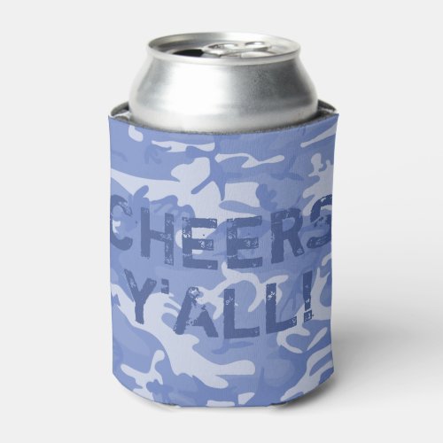 Cheers YAll Blue Camo Can Cooler