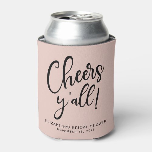 Cheers YAll Blush Pink Bridal Shower Can Cooler