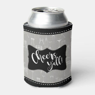 Cheers Yall Comical Bar Glass Pattern Beer Party Can Cooler