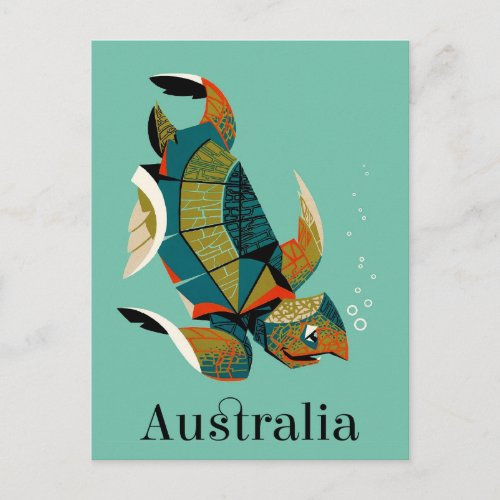 Cheery Australian Sea Turtle Postcard