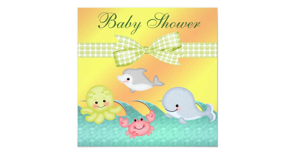 Cheery Baby Sea Creatures Baby Shower Card | Zazzle