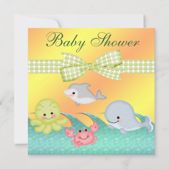 Cheery Baby Sea Creatures Baby Shower Invitation (Front)