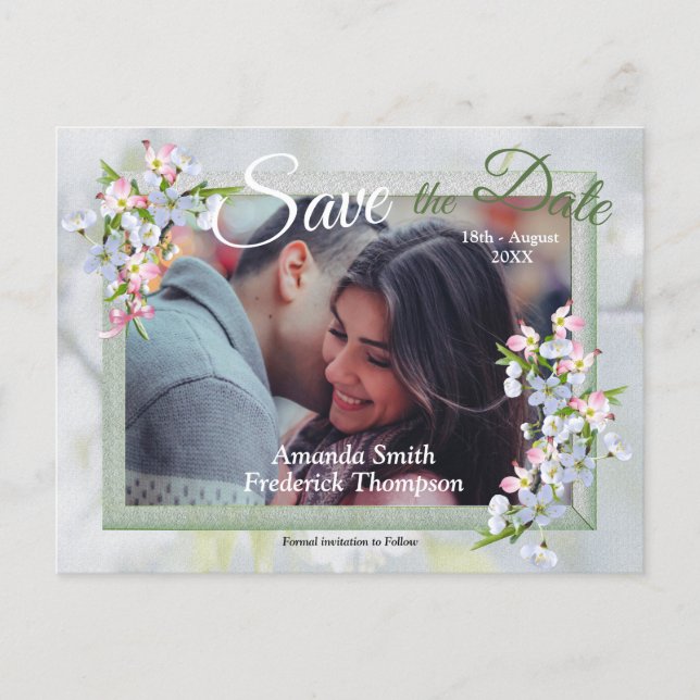 Cheery Blossom Spring Save the Dates Announcement Postcard (Front)