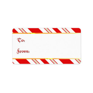 Cheery Candy Cane Stripes in Festive Red and White Label