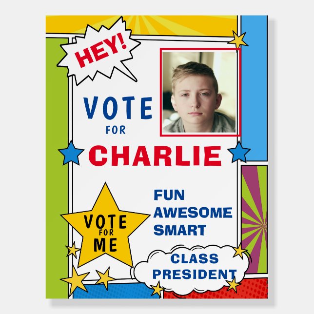 Cheery Cartoon Comic Book Style Voting school  Foam Board (Front)