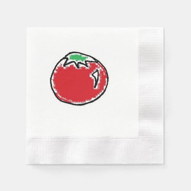 Cheery Cherry Tomato Cartoon Napkins (Front)