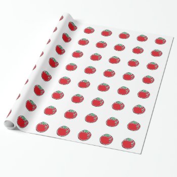 Cheery Cherry Tomato Cartoon Wrapping Paper by CorgisandThings at Zazzle