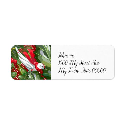 Cheery Christmas Bird Return Address Label