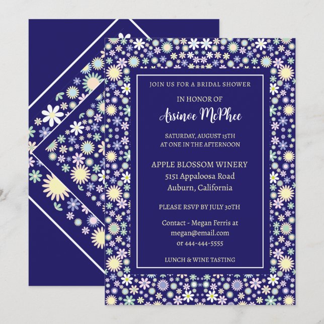 Cheery Colorful Floral Bridal Shower Invitation (Front/Back)
