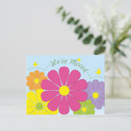 Cheery Colorful Flowers We've Moved Photo Postcard