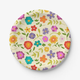 cheery flowers paper plates