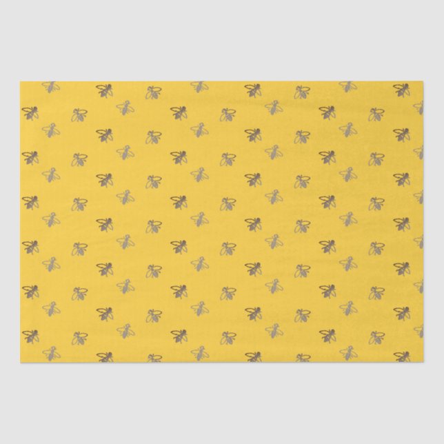 Cheery French Honeybees on Provençal Yellow Tissue Paper (Front)