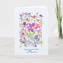 Cheery Happy Birthday Mum Watercolour Wildflower  