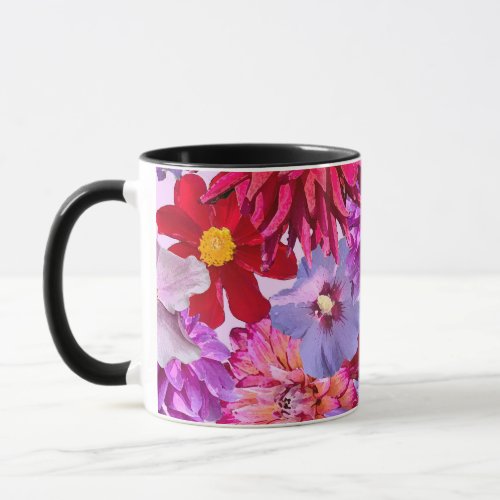 cheery mug floral mug bright flower design pink mug