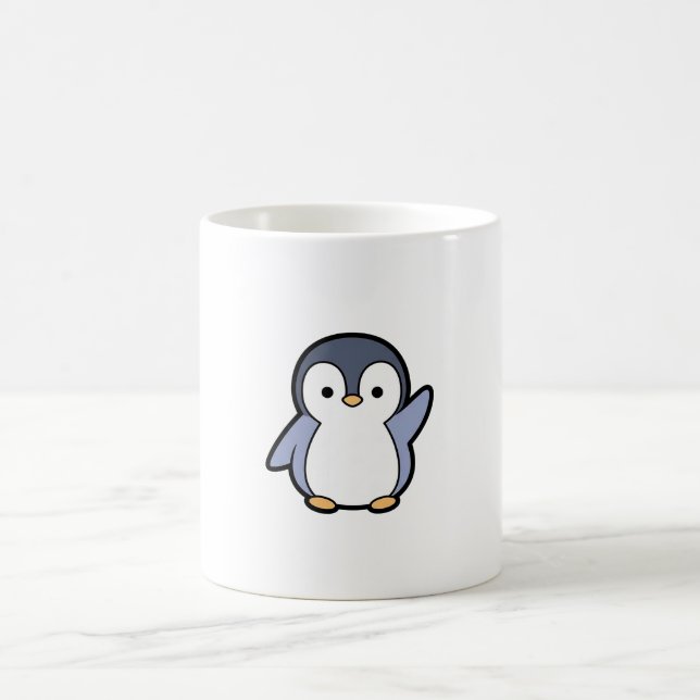 Cheery Penguin – Cute Kawaii Illustration Coffee Mug (Center)