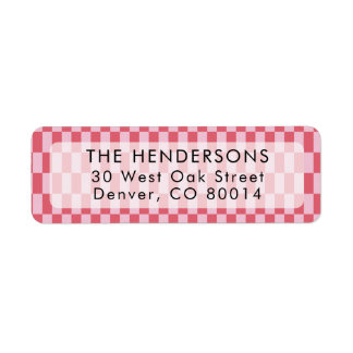 Cheery pink and red tall checkers address label