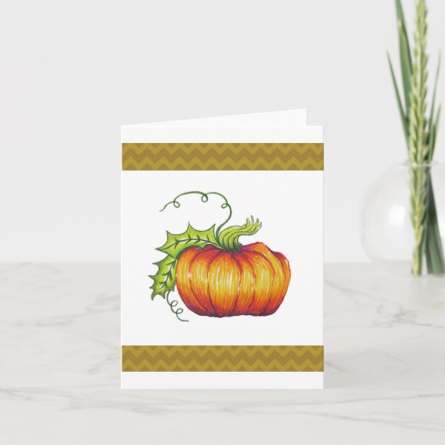 Cheery Pumpkin card with Chevron border (Front)
