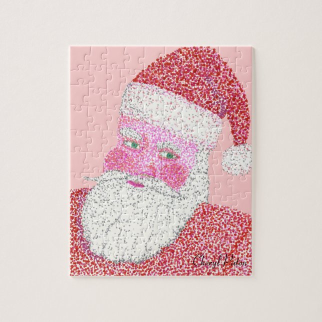 Cheery Santa Claus Pointillism Painting Puzzle (Vertical)