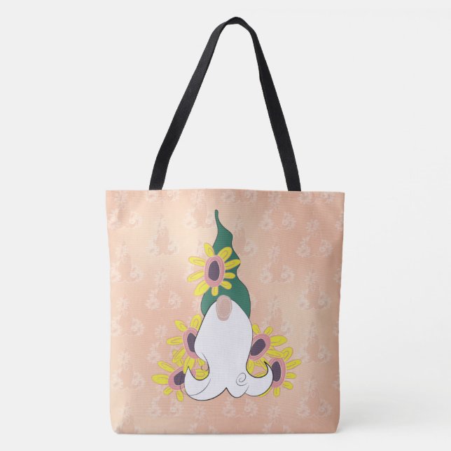 Cheery Sunflower Gnome Life Personalized Shoulder Tote Bag (Front)