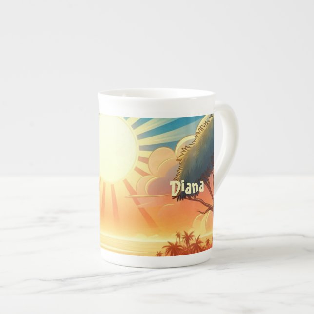 Cheery Sunrise Personalized  Bone China Mug (Front Right)