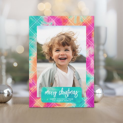 Cheery Tie Dye Family Merry Christmas  _ Photo Holiday Card