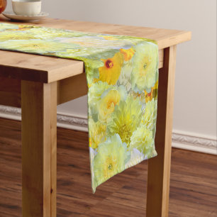 Cheery Yellow Floral Botanical Medium Table Runner