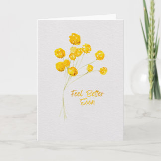 Cheery Yellow Watercolor Flowers Feel Better Soon Card