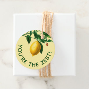 Cheery You're The Zest  🍋 Hand-Drawn Lemon Favor Tags