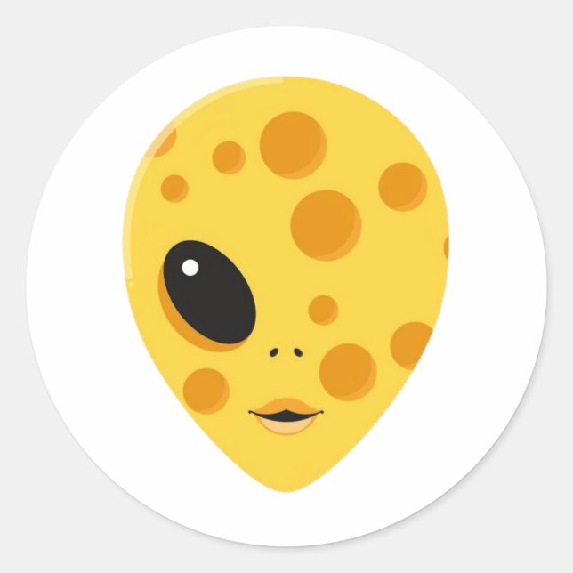 Cheese Alien – Funny Dairy Art Classic Round Sticker (Front)