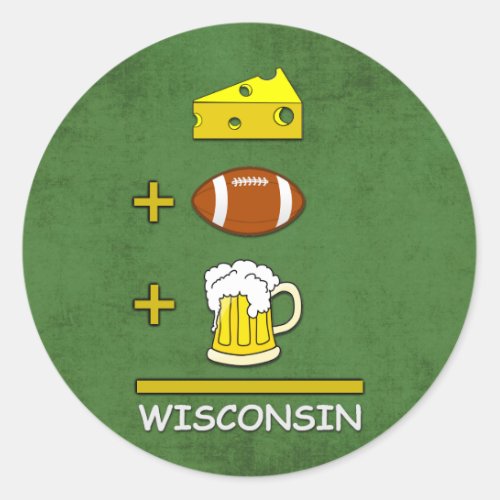 Cheese and Football and Beer is Wisconsin Funny Classic Round Sticker