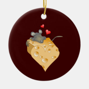 Cheese and Mouse Ceramic Ornament