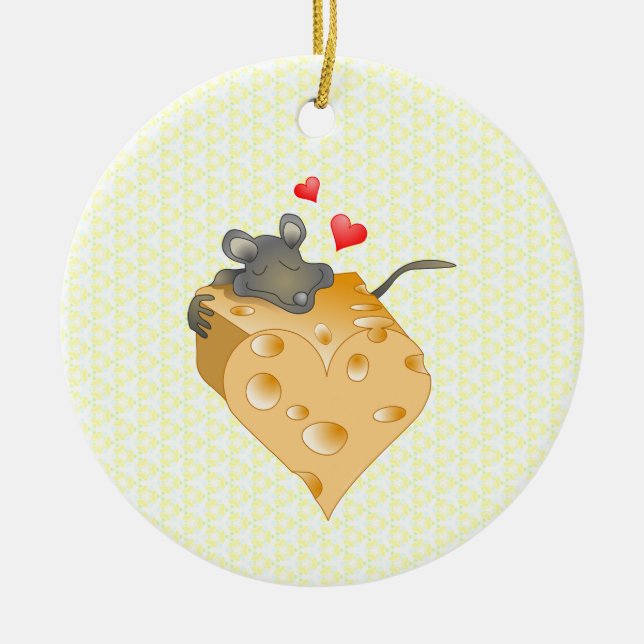 Cheese and Mouse Ceramic Ornament (Front)