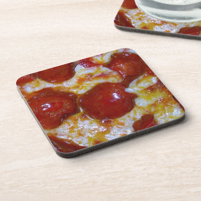 Cheese and Pepperoni Pizza Party Drink Coaster (Left Side)