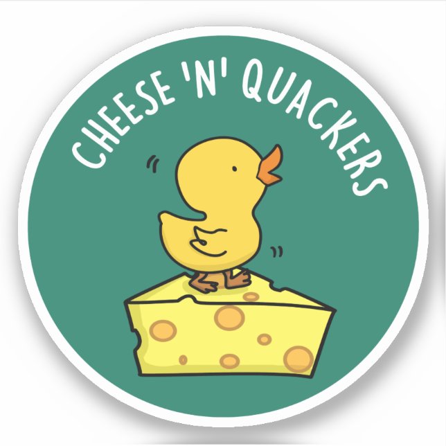 Cheese And Quackers Funny Duck Pun  Sticker (Front)