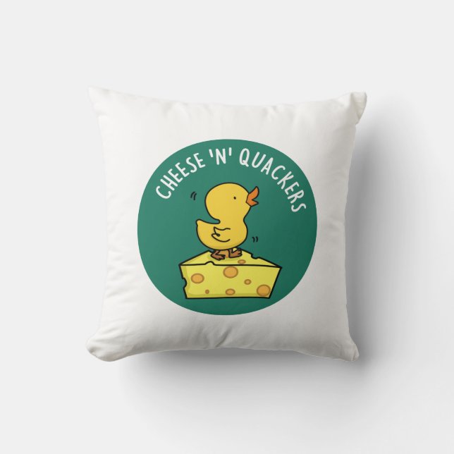 Cheese And Quackers Funny Duck Pun  Throw Pillow (Front)