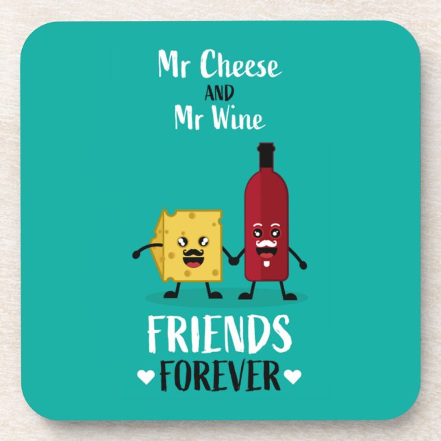 Cheese And Wine Best Friends Beverage Coaster (Front)