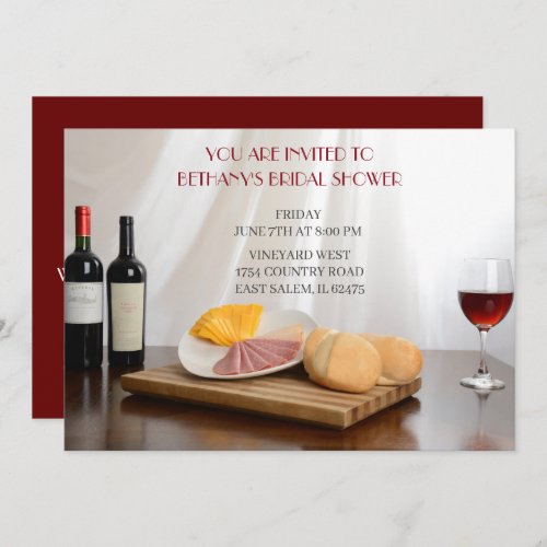 Cheese and wine bridal shower Invitation