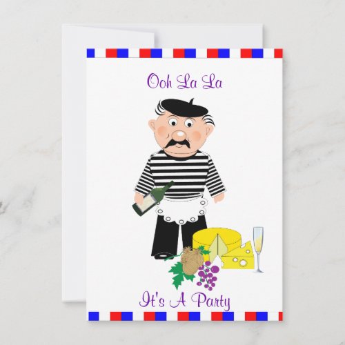 Cheese And Wine French Theme Fun Party Invitation