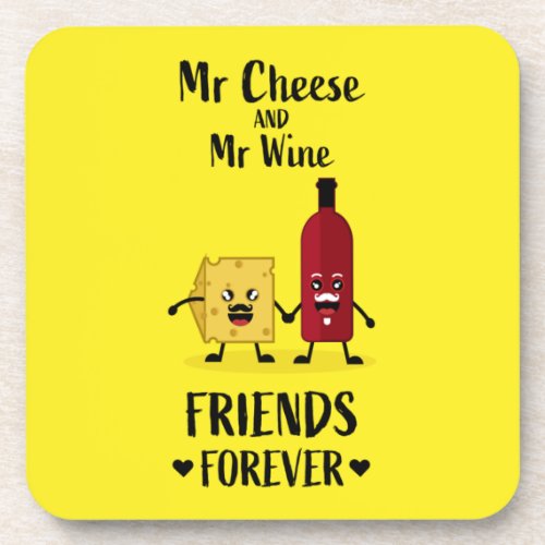 Cheese And Wine Lovers Beverage Coaster