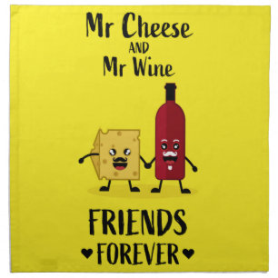 Cheese And Wine Lovers Cloth Napkin