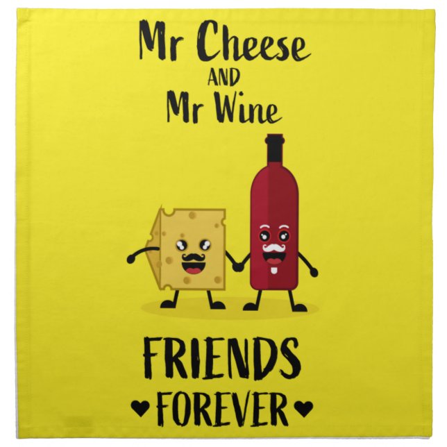 Cheese And Wine Lovers   Cloth Napkin (Front)