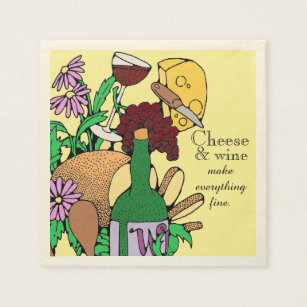 Cheese and Wine Lunch Paper Napkins