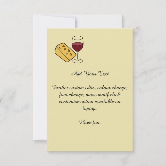 Cheese and Wine Party Custom Yellow Invitation (Front)